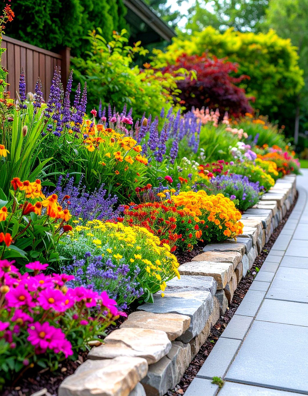 Natural Stone Edging - 24 Driveway Landscape Ideas