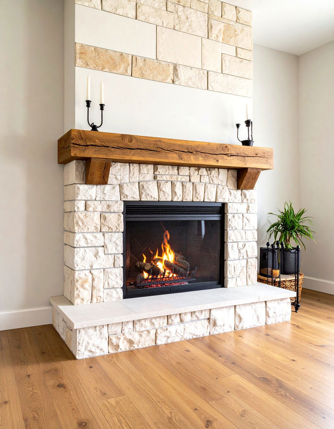 Natural Stone Farmhouse Fireplace Surrounds - 24 Farmhouse Fireplace Tile Ideas