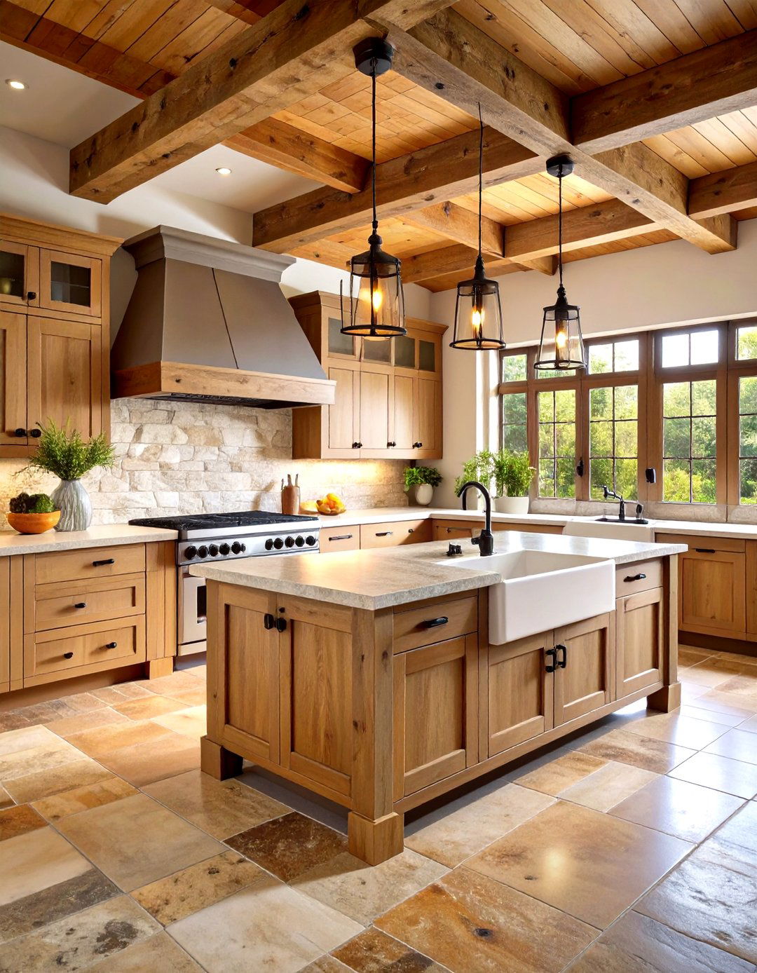 Natural Stone Farmhouse Kitchen - 24 French Country Kitchen Ideas