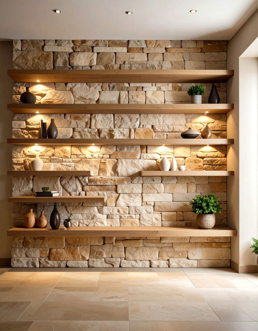 Natural Stone Feature Wall with Horizontal Emphasis - 24 Prairie-style Interior Design Ideas
