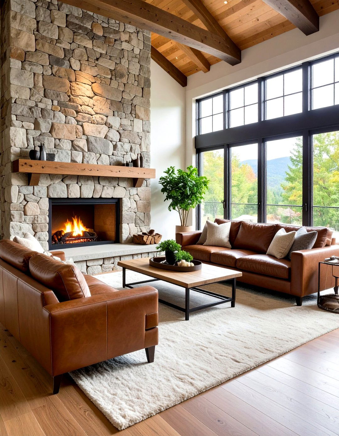 Natural Stone Fireplace Living Room - 24 Natural Living Room Ideas