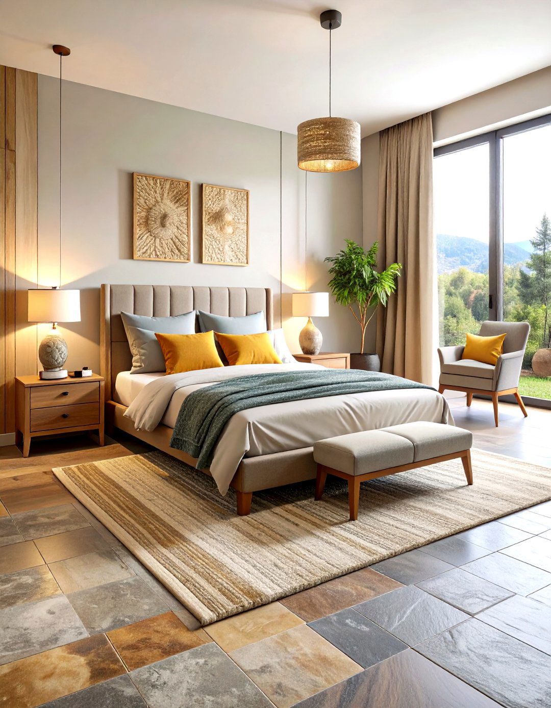 Natural Stone Flooring Elements - 24 Rustic Bedroom Ideas