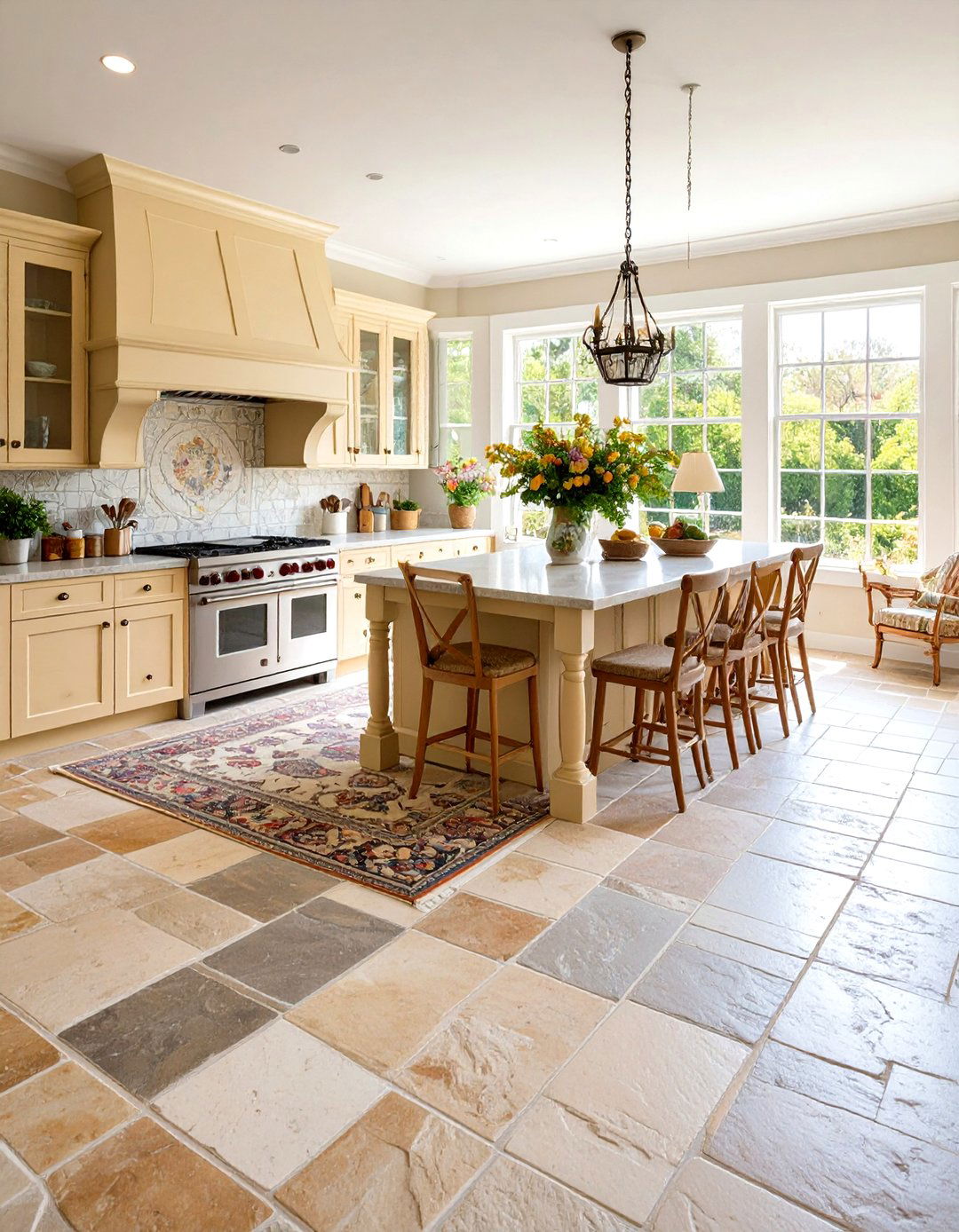 Natural Stone Flooring - 24 Cottage Kitchen Ideas