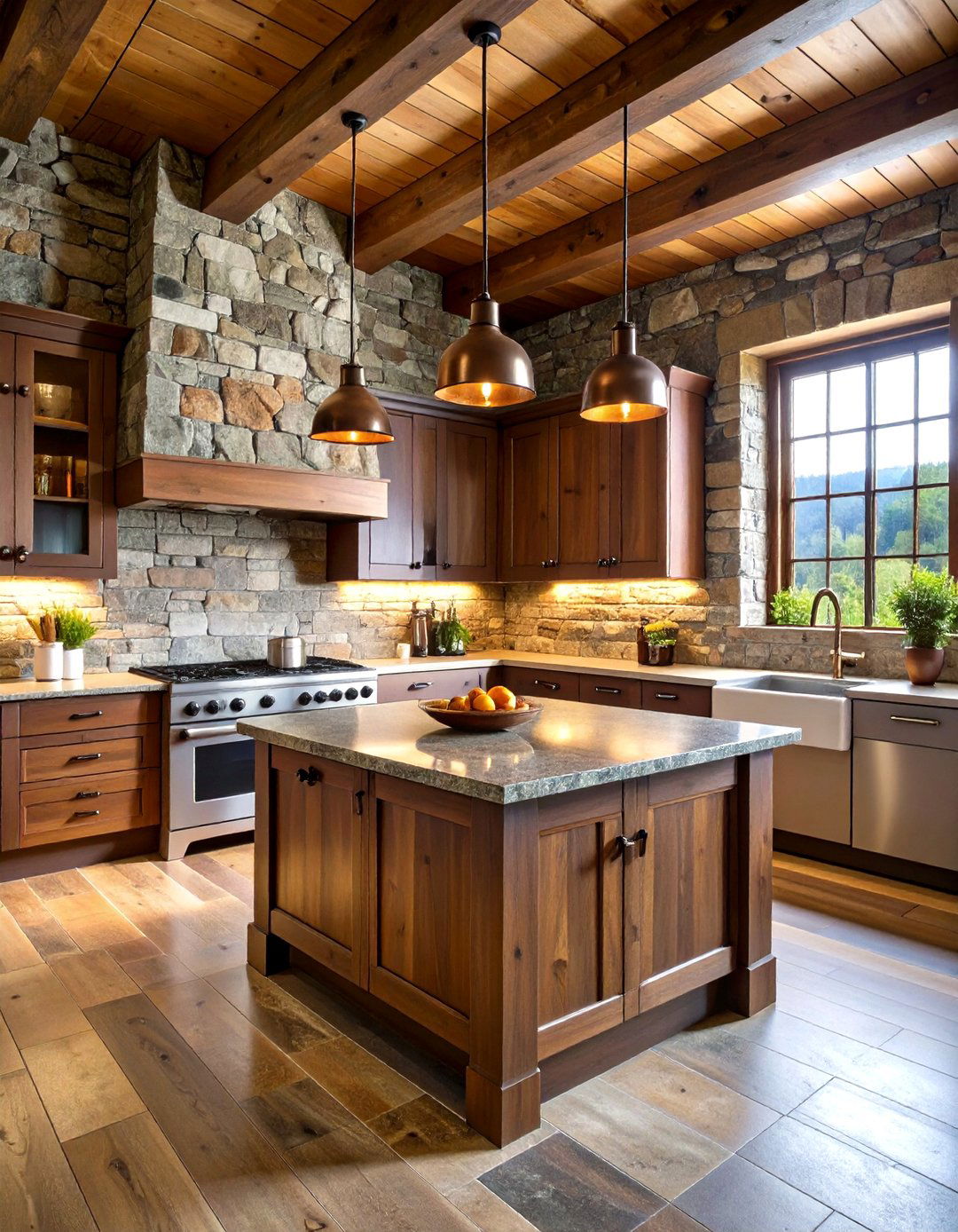 Natural Stone Fortress Kitchen - 24 Cabin Kitchen Ideas