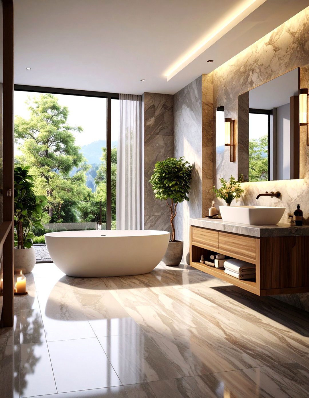 Natural Stone Luxury Showcase - 24 Large Bathroom Ideas