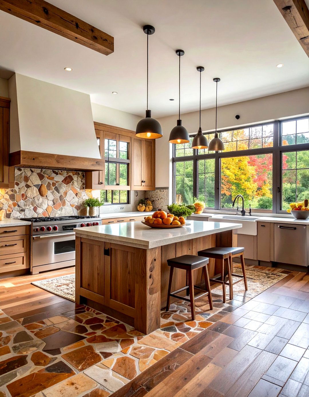 Natural Stone Mosaic Chip Pattern - 24 Modern Kitchen Backsplash Ideas