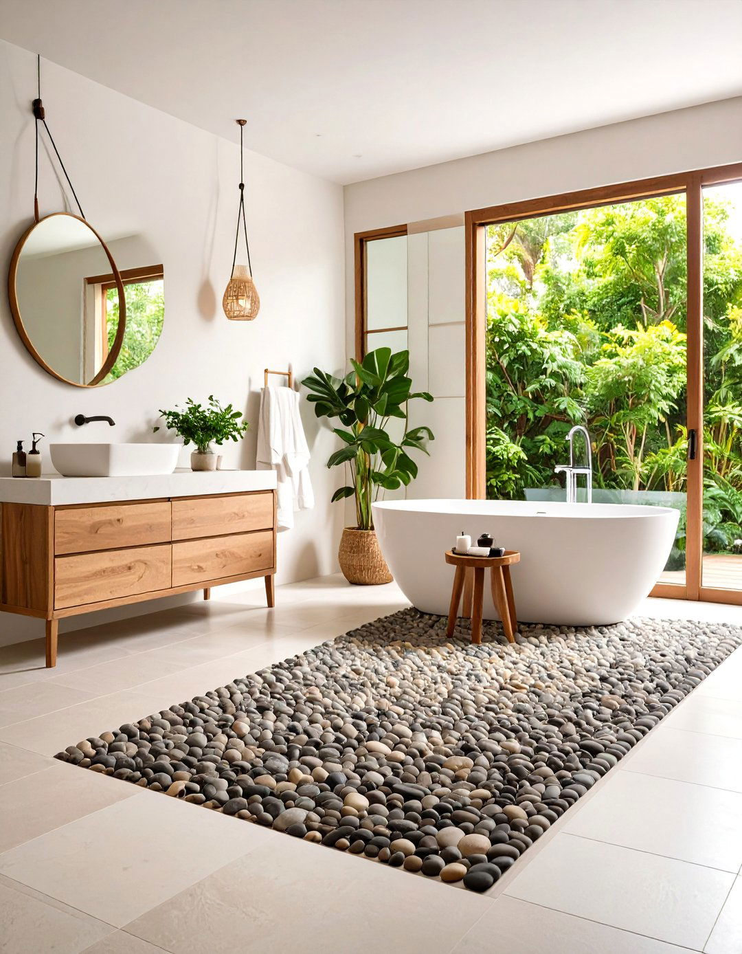 Natural Stone Pebble Mosaic Flooring - 24 Bathroom Mosaic Floor Tile Ideas