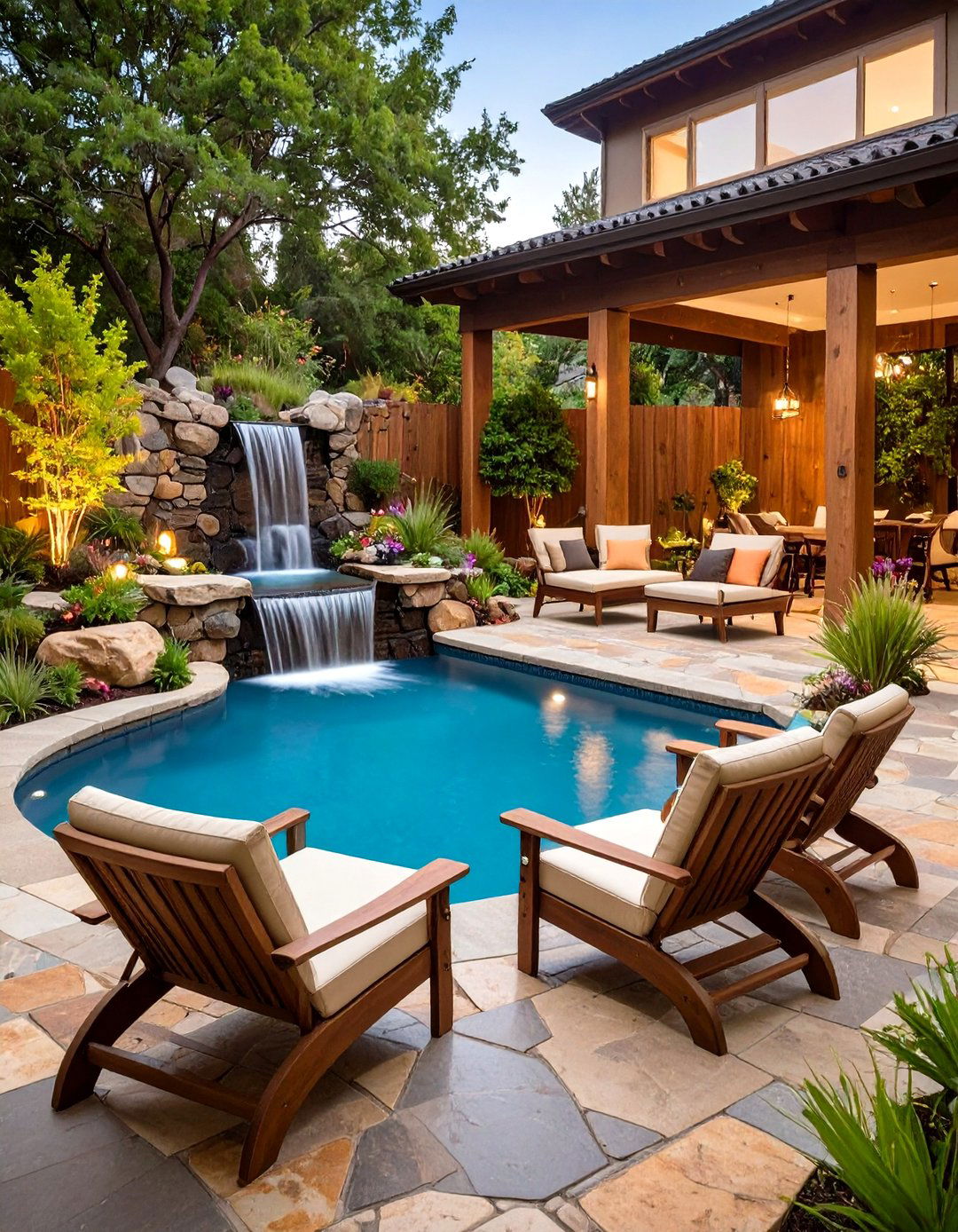 Natural Stone Pool Sanctuary - 24 Pool Patio Ideas