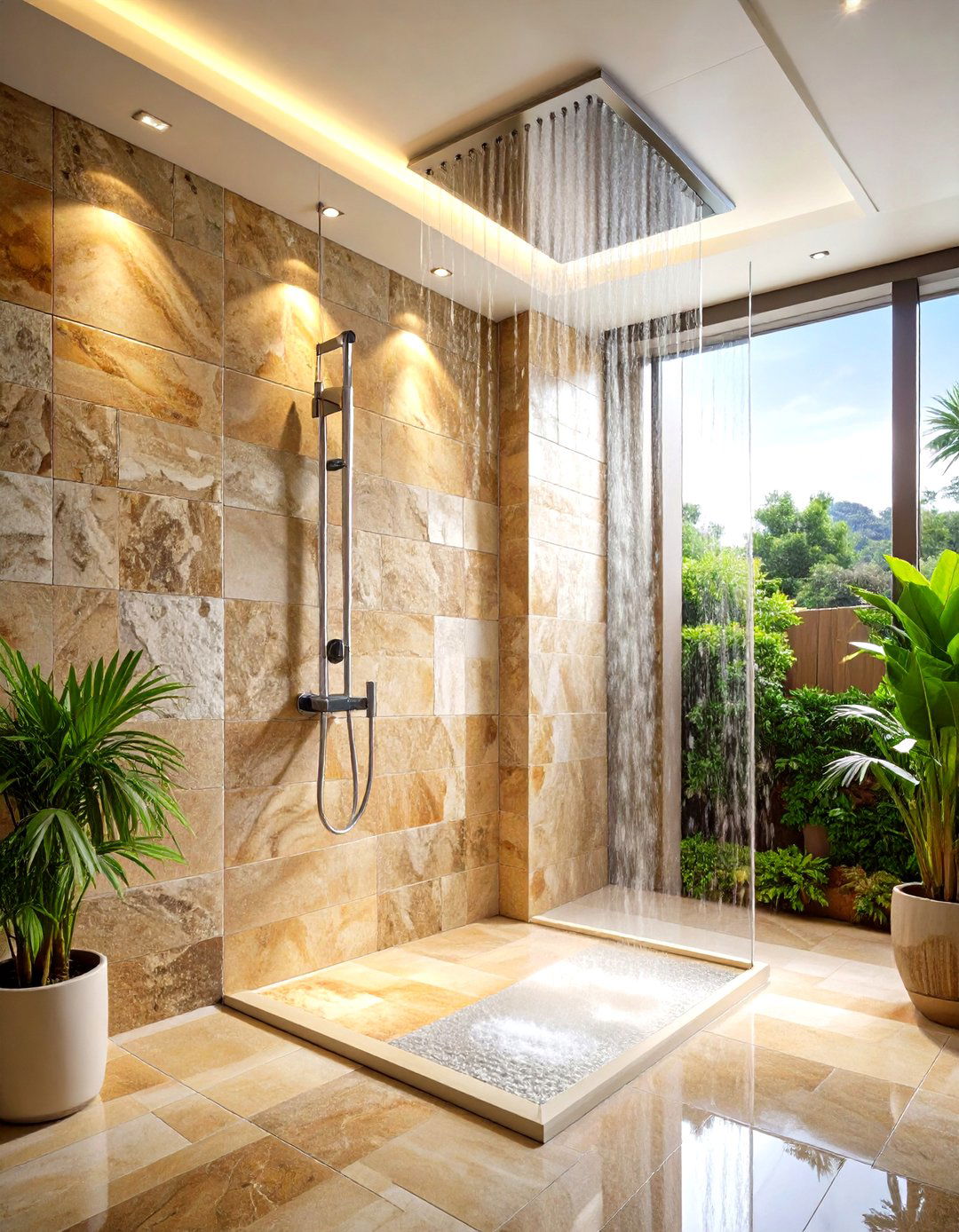 Natural Stone Rainfall Showers - 24 Spa Like Bathroom Ideas