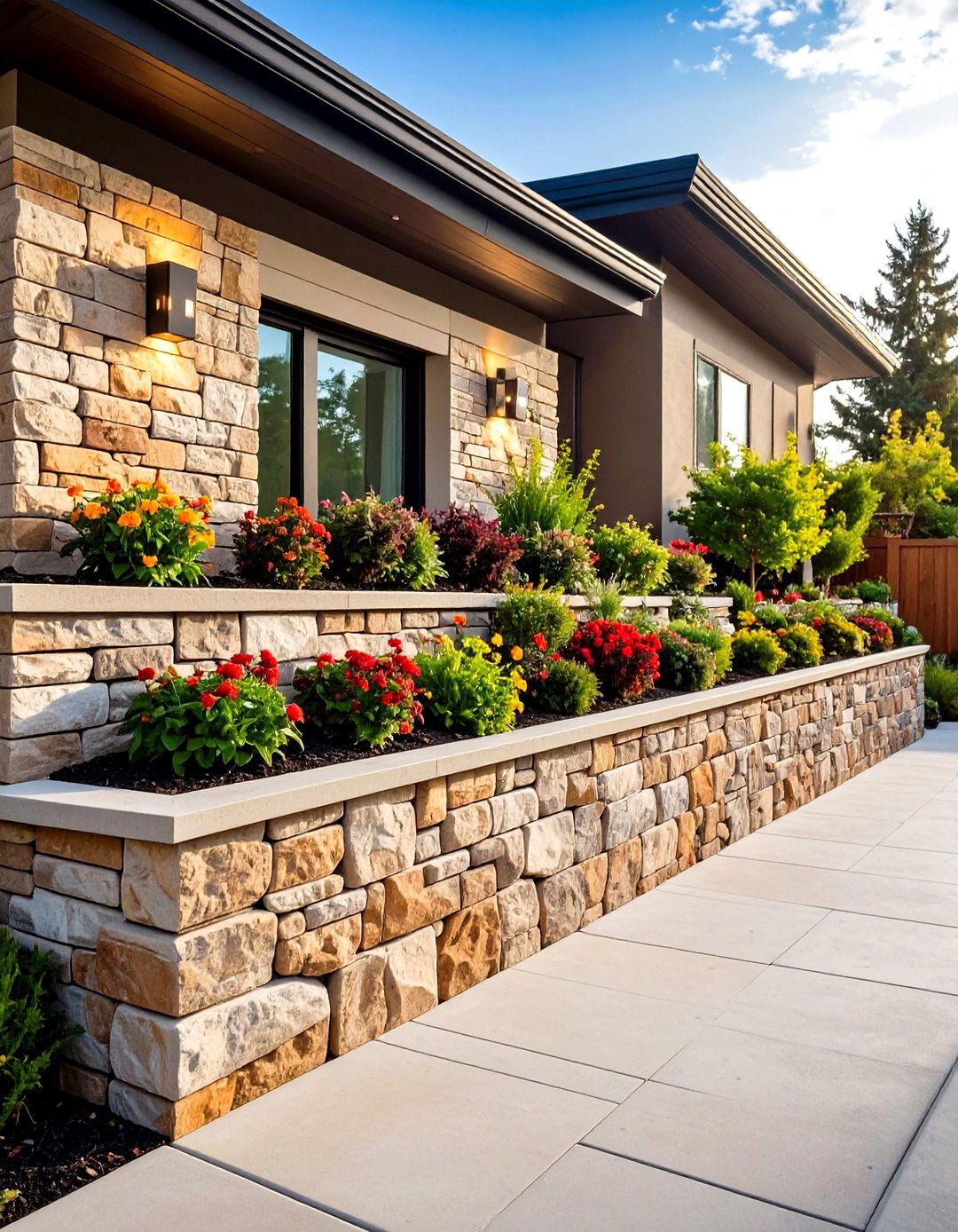 Natural Stone Retaining Wall Entry - 24 driveway entrance ideas