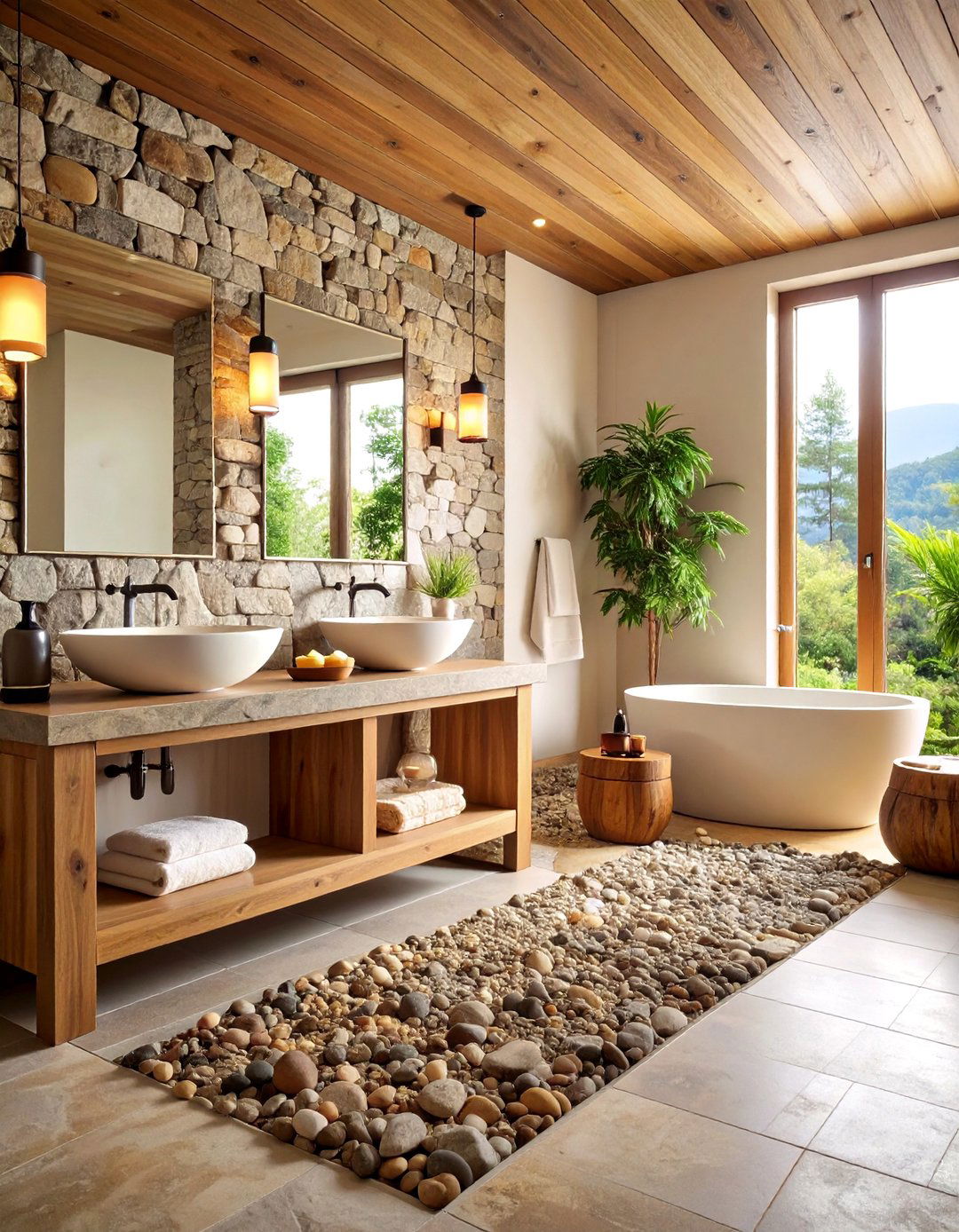 Natural Stone Sanctuary - 24 Boho Bathroom Ideas