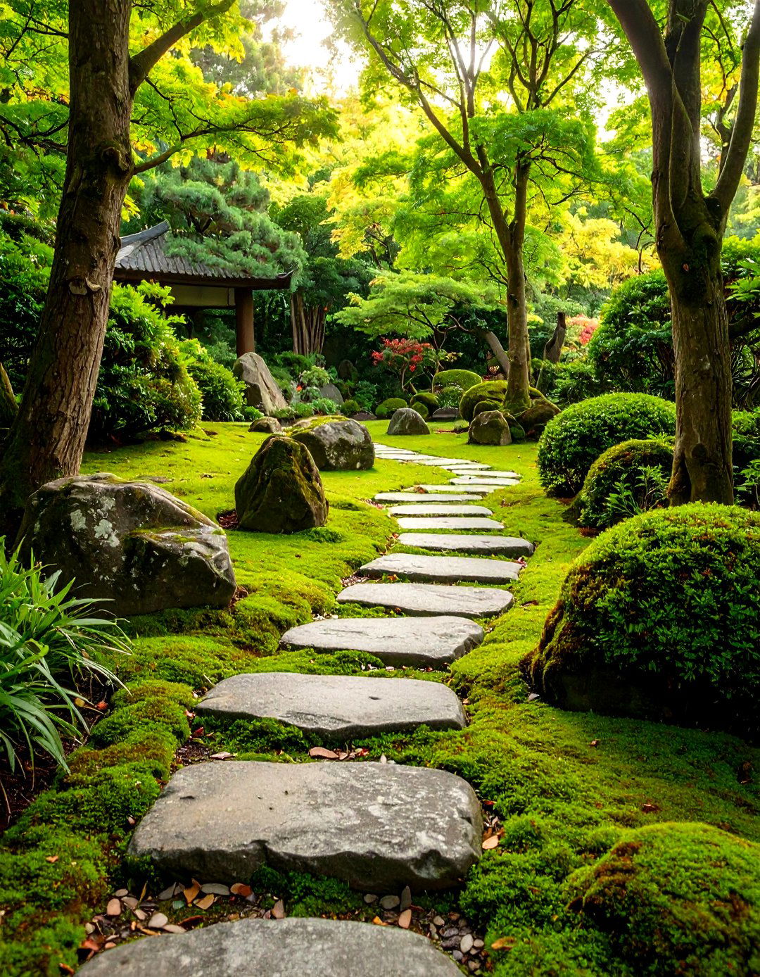 Natural Stone Slab Walkway with Moss Joints - 24 walkway ideas