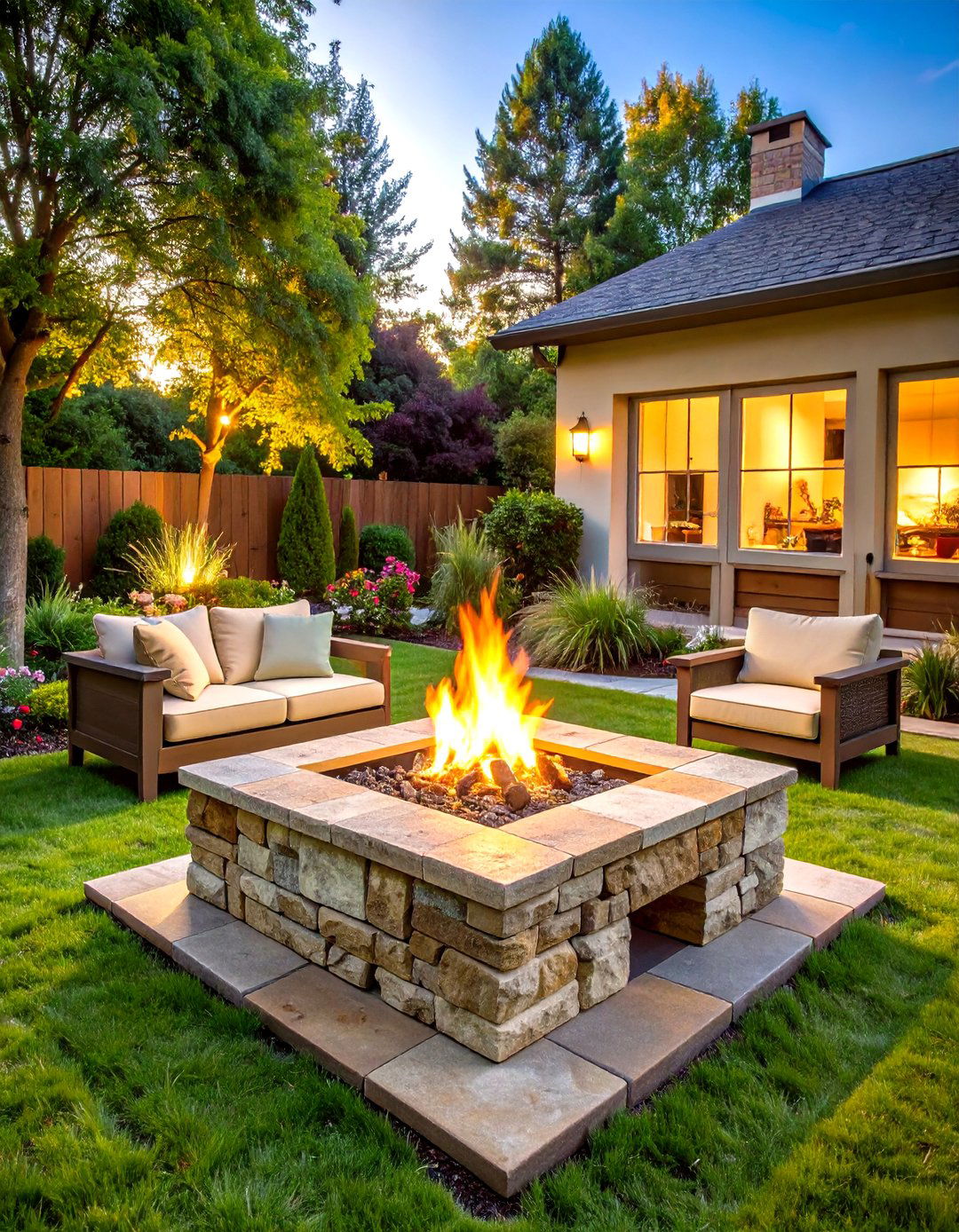 Natural Stone Square Fire Pit Construction - 24 Square Fire Pit Ideas