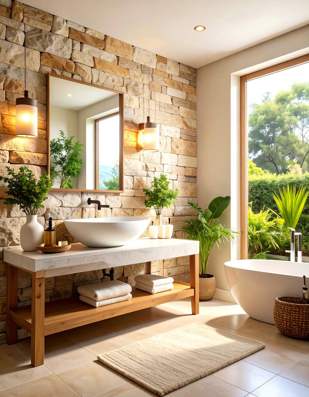 Natural Stone Statement Pieces - 24 Half Bathroom Ideas