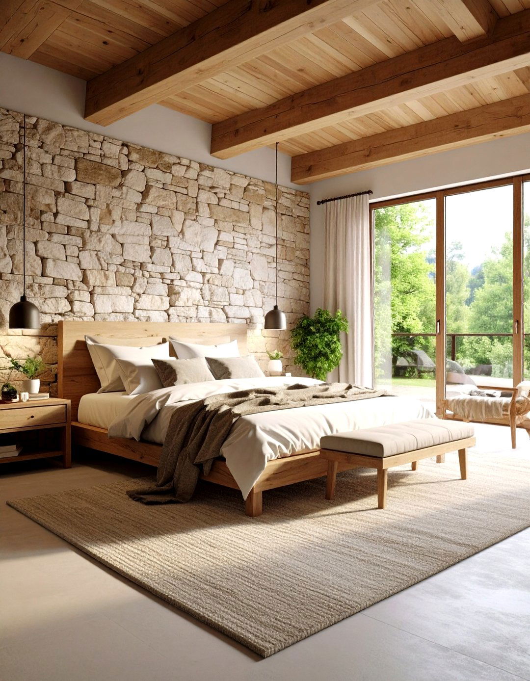 Natural Stone Texture Sanctuary - 24 Mediterranean Bedroom Ideas