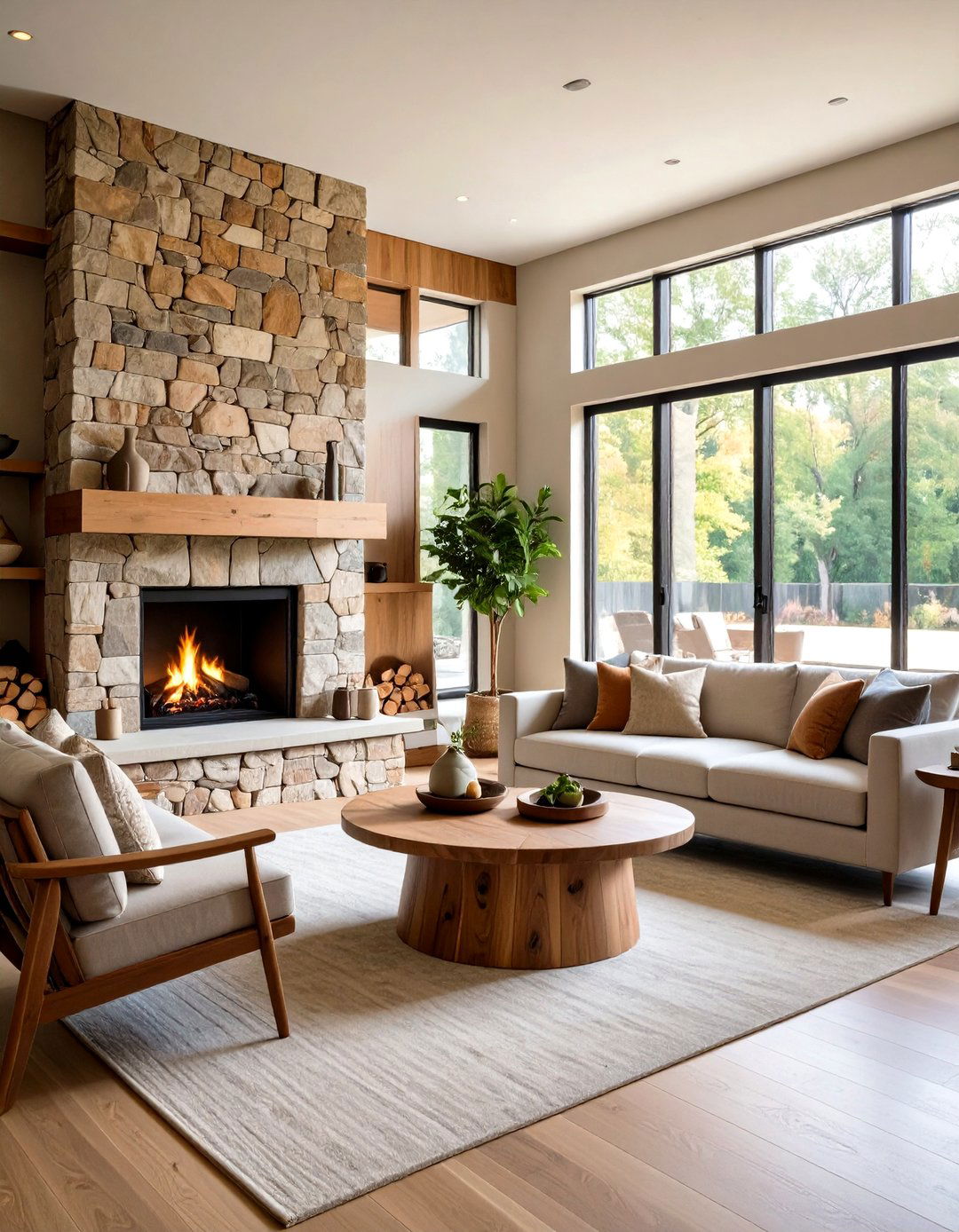 Natural Stone Textures - 24 Large Living Room Ideas