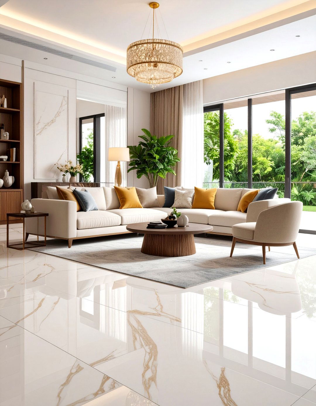 Natural Stone Tile Elegance - 24 Living Room Flooring Ideas