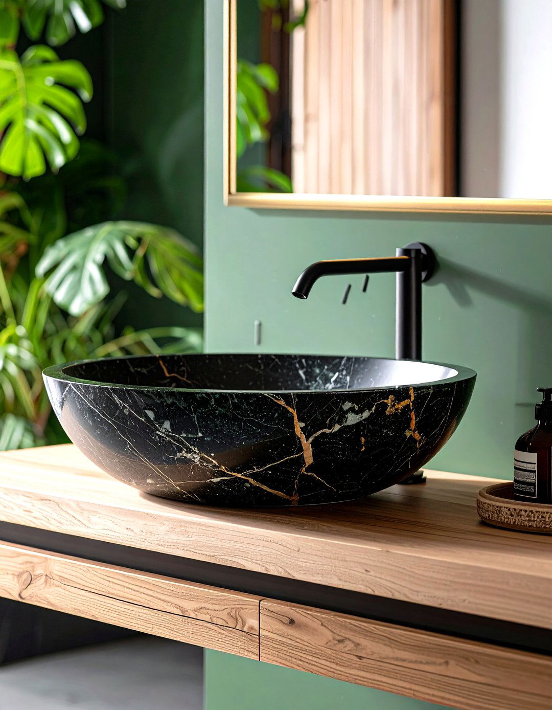 Natural Stone Vessel Sink - 24 Scandinavian Bathroom Ideas