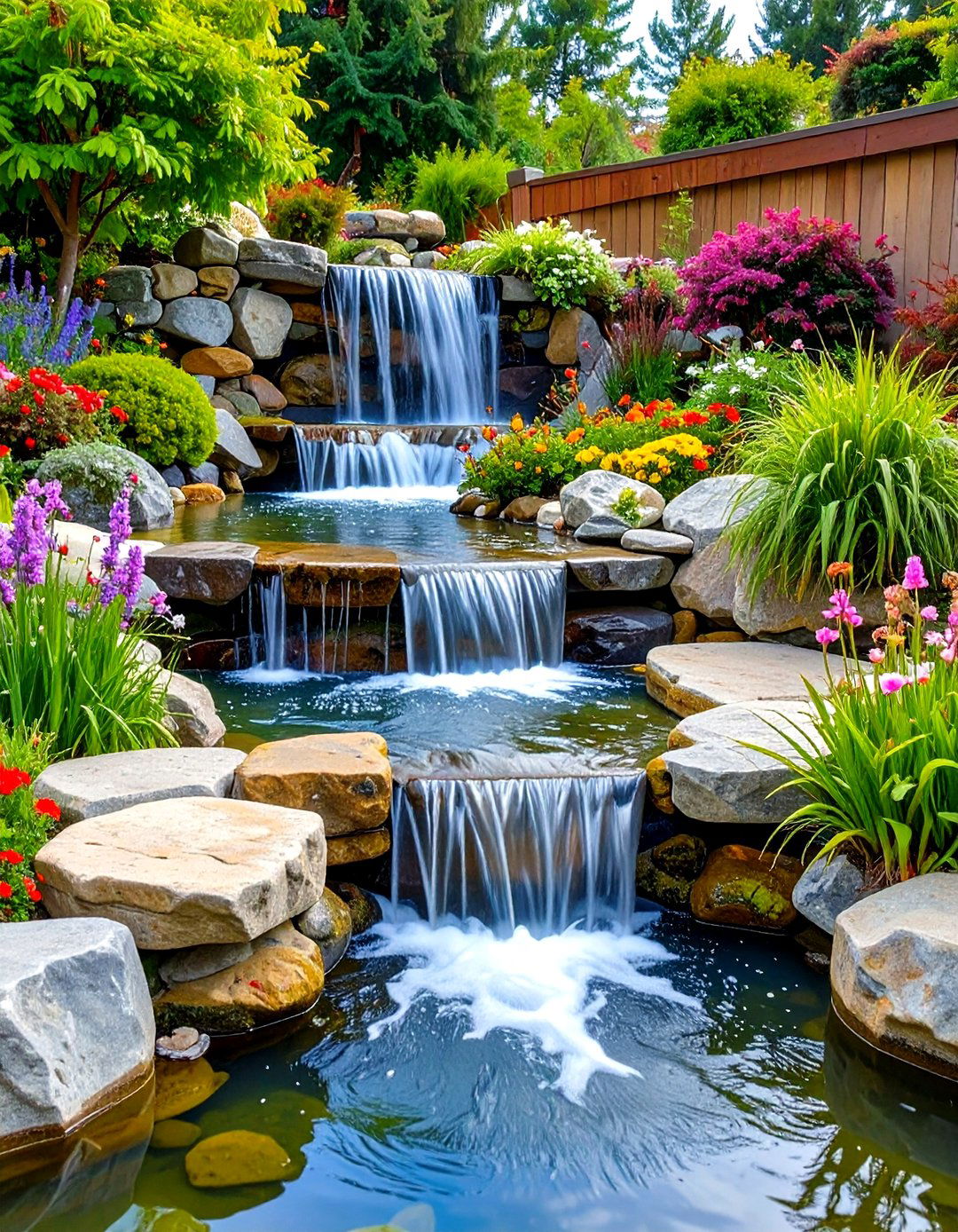 Natural Stone Waterfall Duck Pond - 24 Duck Pond Ideas
