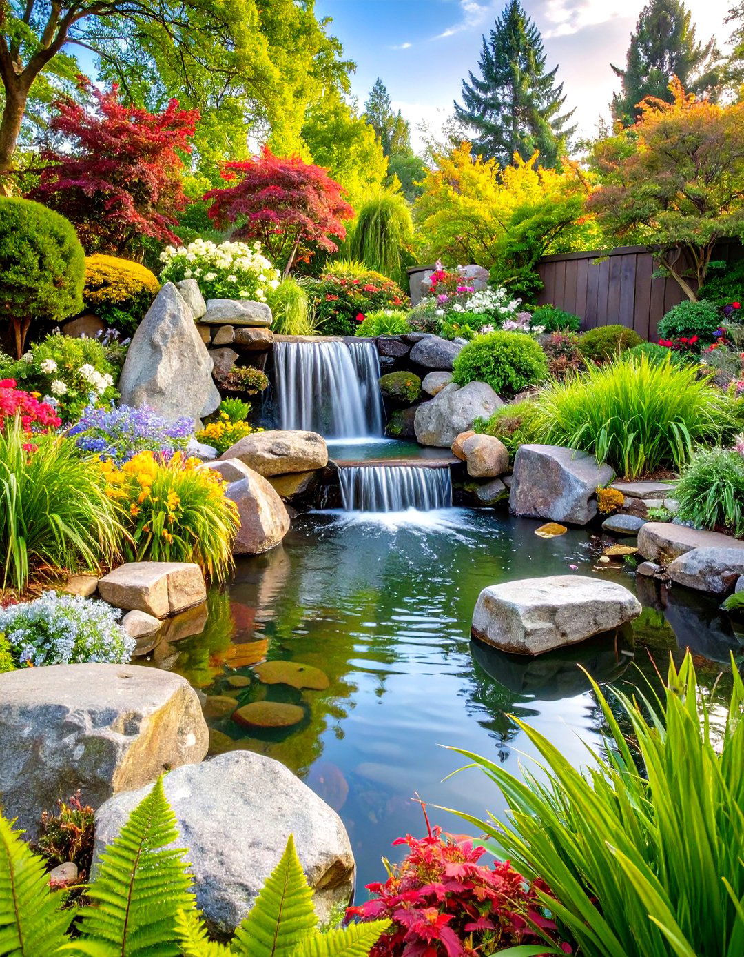 Natural Stone Waterfall Pond - 24 Water Feature Ideas