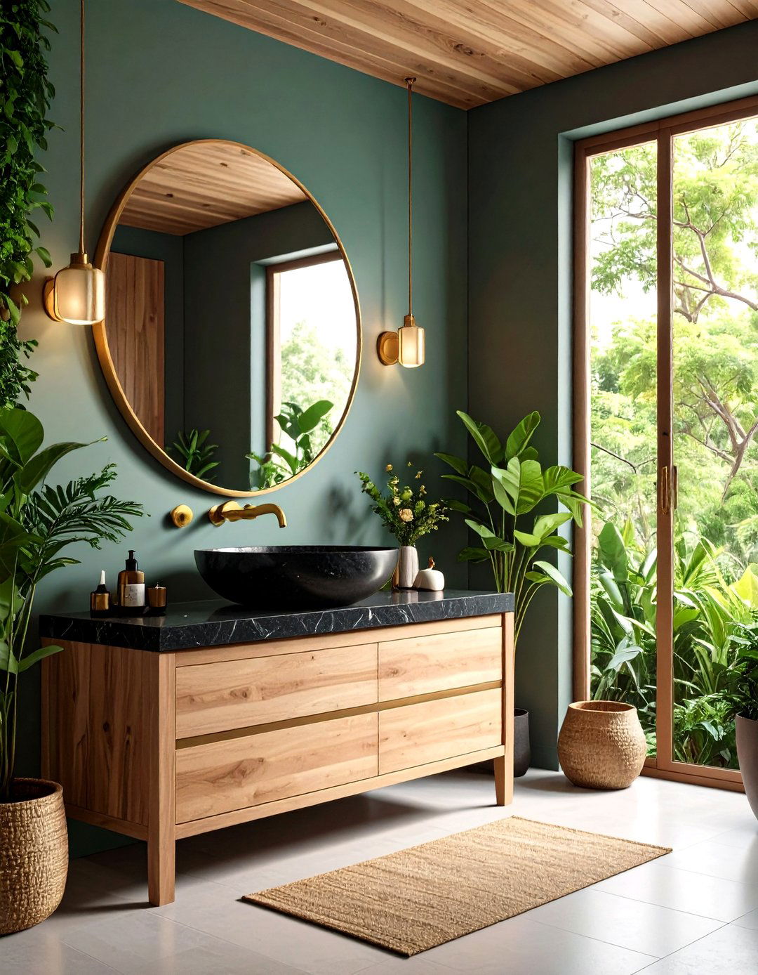 Natural Stone and Gold Combination - 24 black and gold powder room ideas