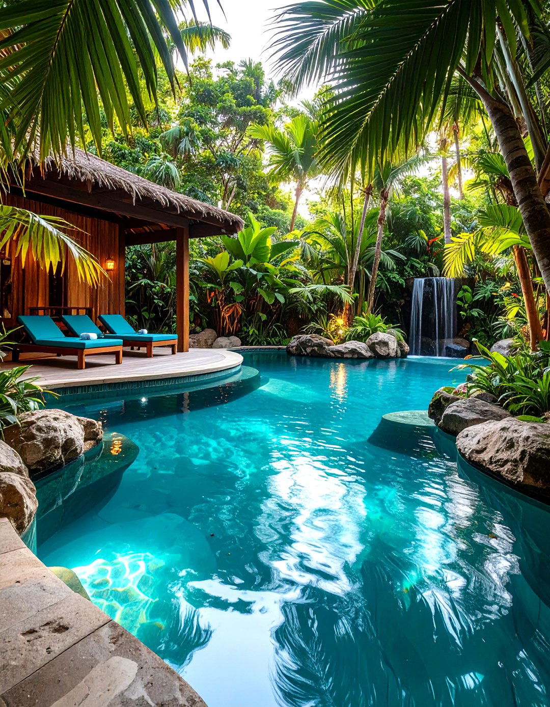 Natural Swimming Hole Paradise Design - 24 Tropical Pool Landscaping Ideas