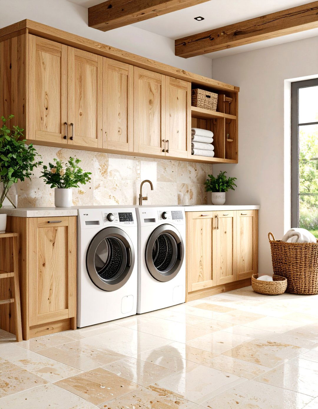 Natural Travertine Stone Tiles - 24 Laundry Room Tile Ideas
