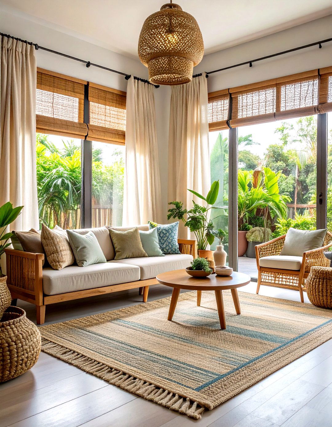 Natural Window Treatment Living Room - 24 Neutral Boho Living Room Ideas