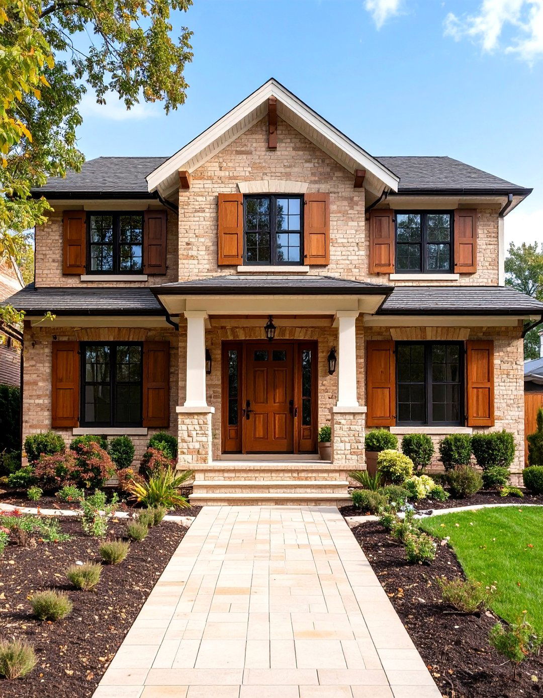 Natural Wood Accent Blonde Brick Integration - 24 Blonde Brick House Color Schemes