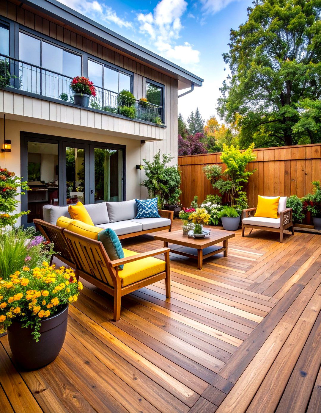 Natural Wood Deck Terrace - 24 Terrace Design Ideas