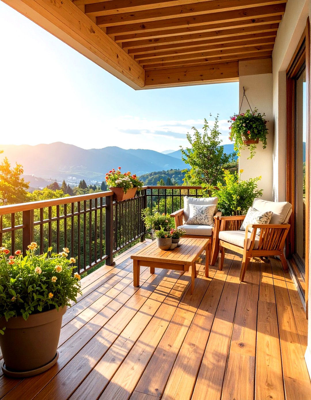 Natural Wood Elements - 24 Large Balcony Ideas
