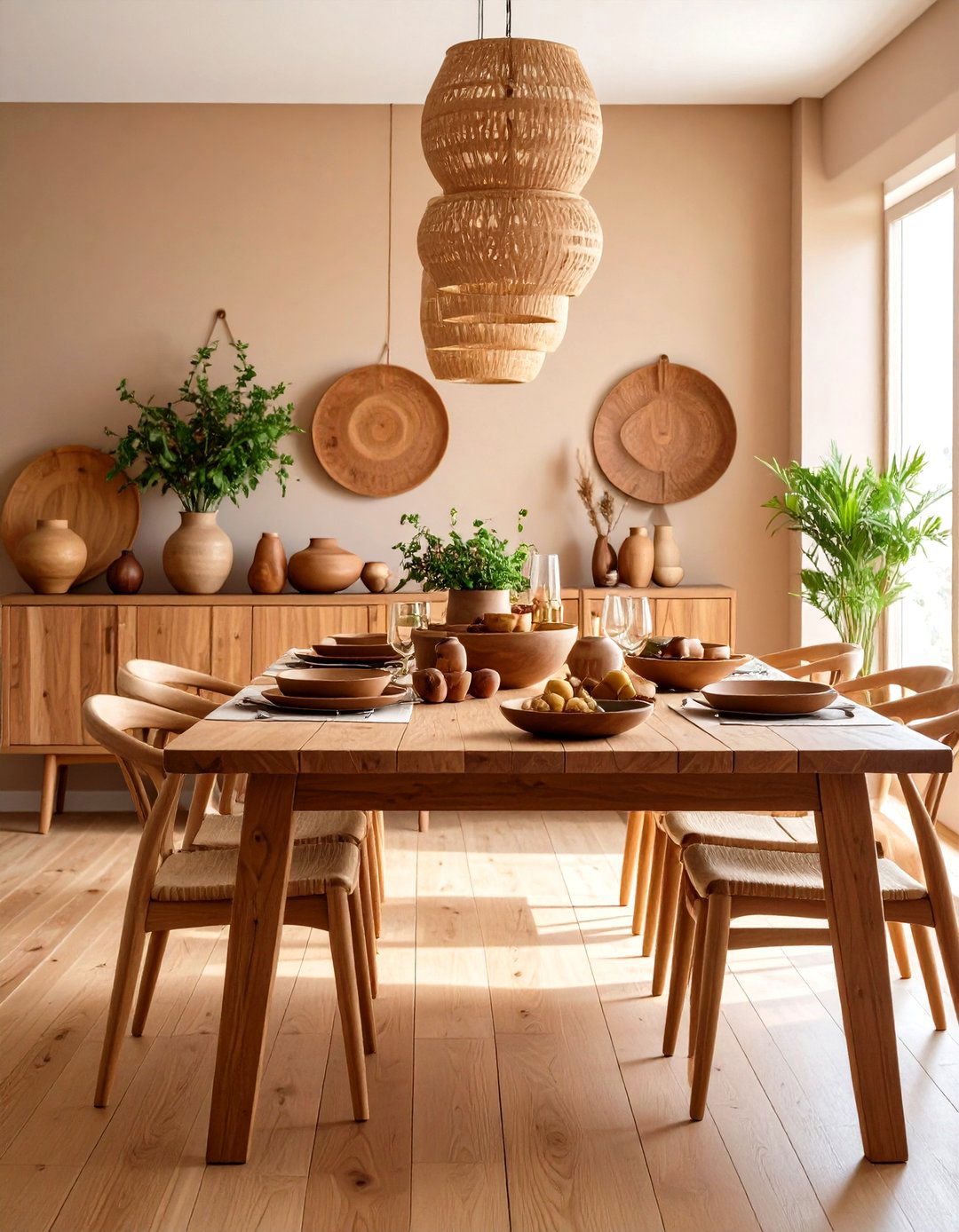 Natural Wood Elements - 24 Sideboard Decor Ideas