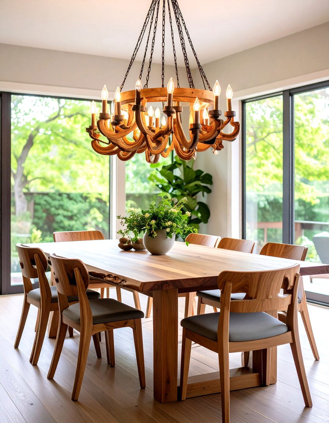 Natural Wood Elements - 24 Dining Room Lighting Ideas