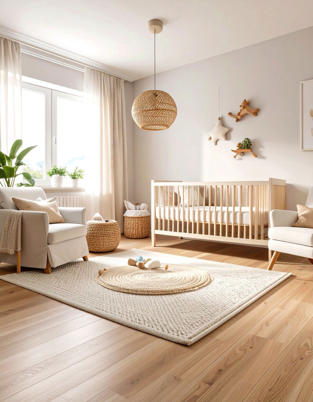 Natural Wood Floor Accents - 24 Minimalist Nursery Ideas