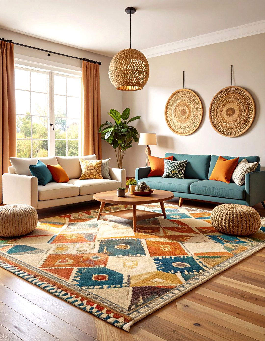 Natural Wood Flooring with Prairie Style Area Rugs - 24 Prairie-style Interior Design Ideas