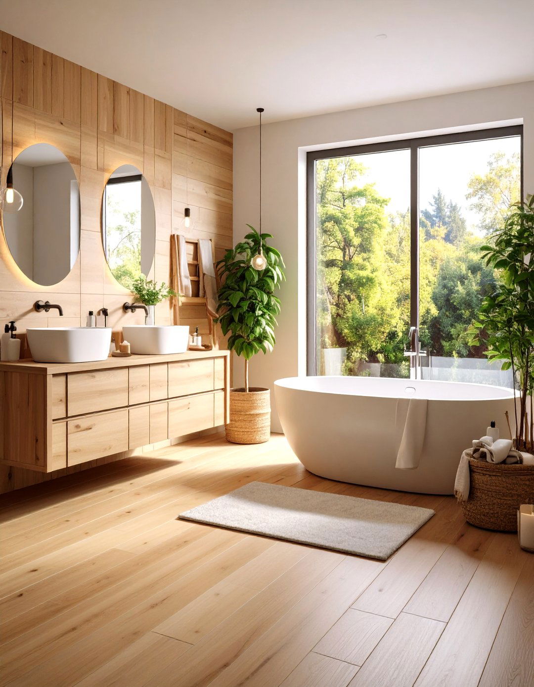 Natural Wood Grain Porcelain - 24 Bathroom Flooring Ideas
