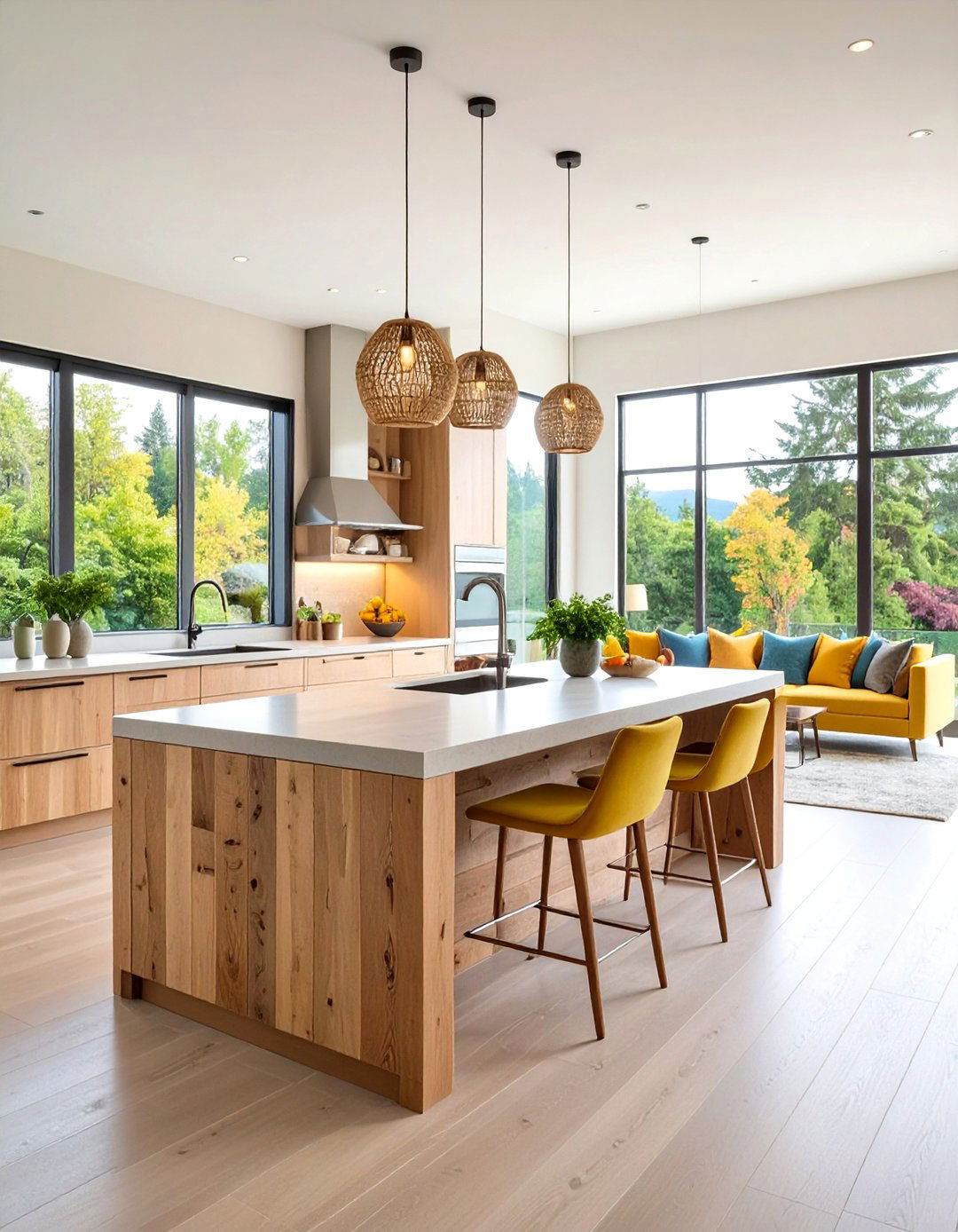 Natural Wood Kitchen Islands - 24 Boho Kitchen Ideas