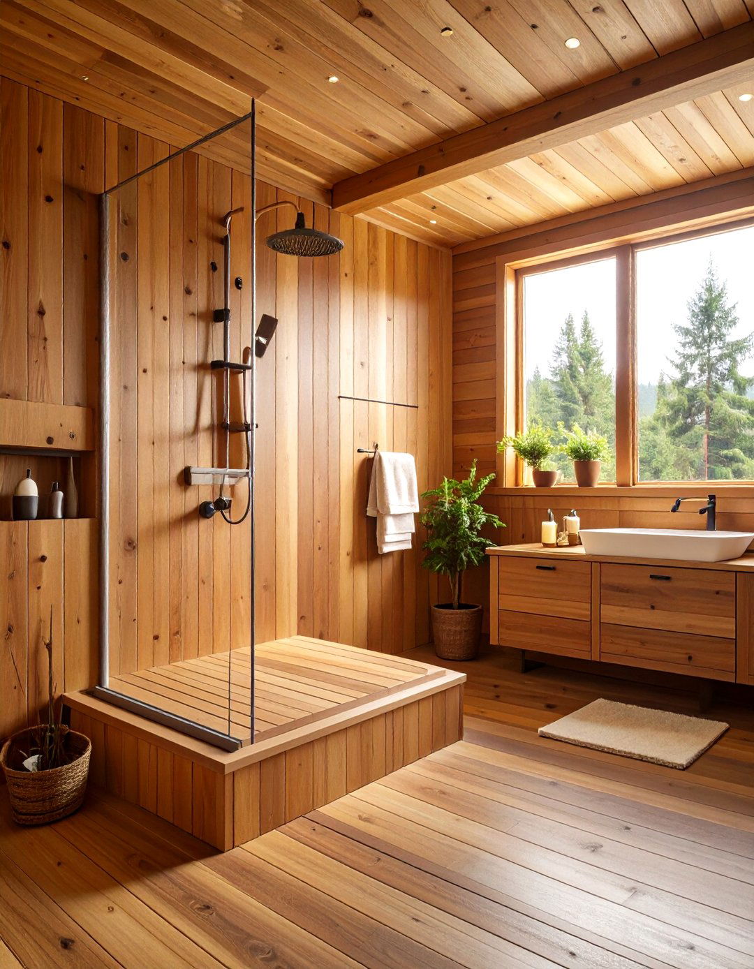 Natural Wood Plank Aesthetics - 24 Shower Wall Ideas