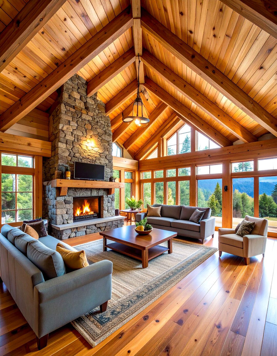 Natural Wood Plank Cathedral Ceilings - 24 Cathedral Ceiling Ideas