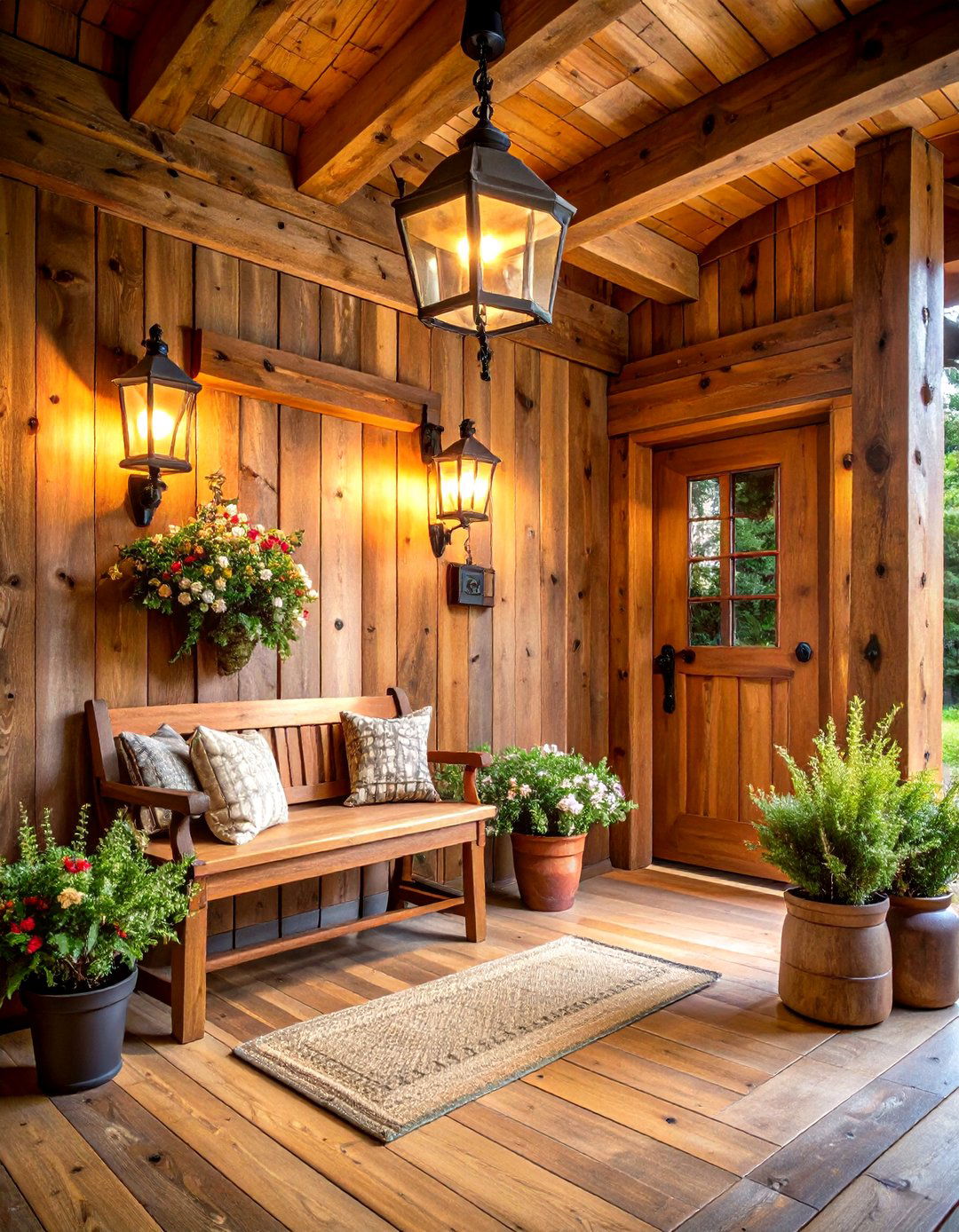 Natural Wood Rustic Cabin Entry Hall - 24 Shiplap Wall Entryway Ideas