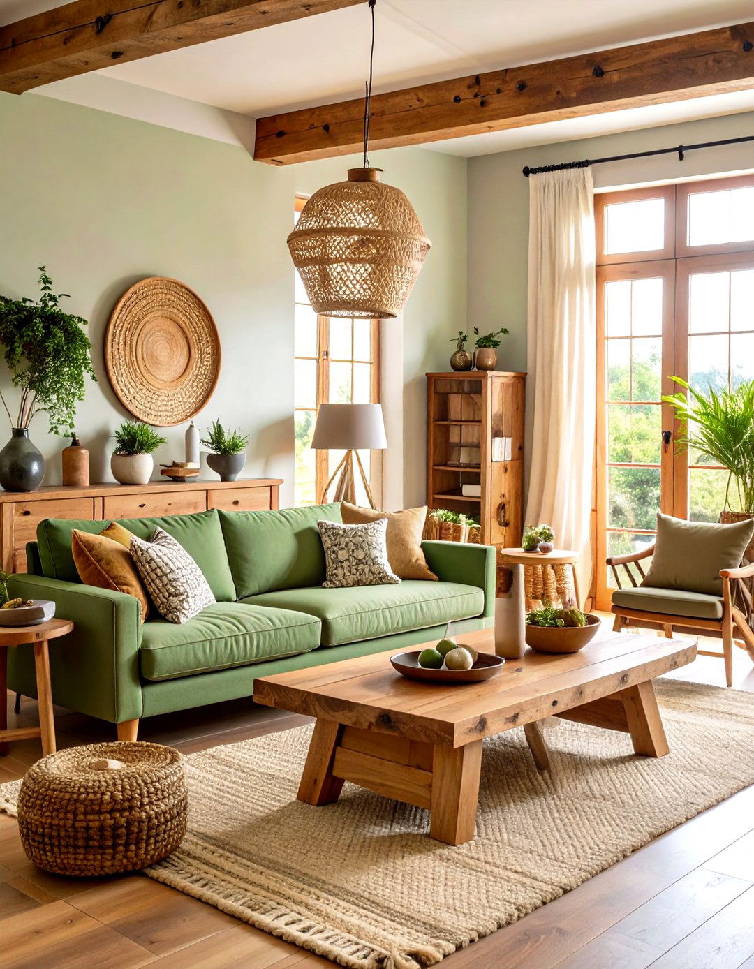 Natural Wood Sage Green Couch Interior - 24 sage green couch living room ideas