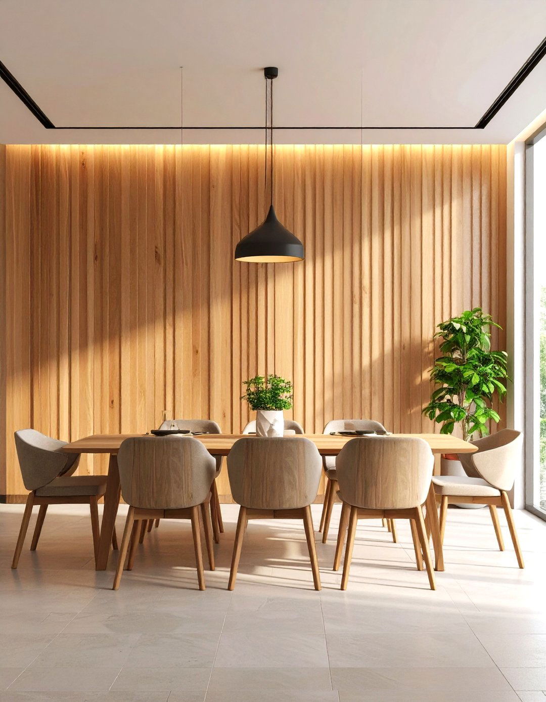 Natural Wood Slat Accent Wall - 24 Blank Wall Ideas