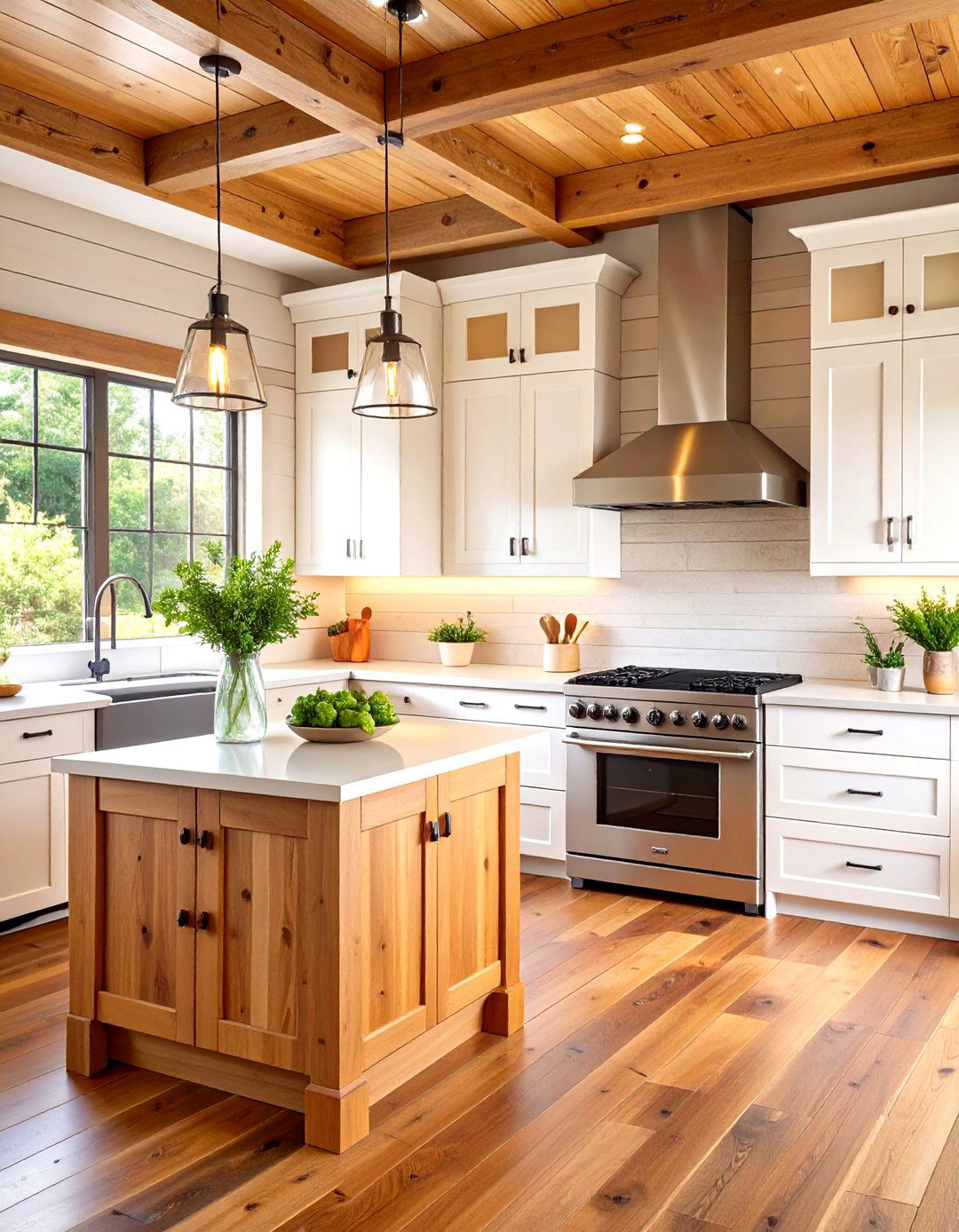 Natural Wood Stained Shiplap Character - 24 Shiplap Backsplash Ideas for Your Kitchen