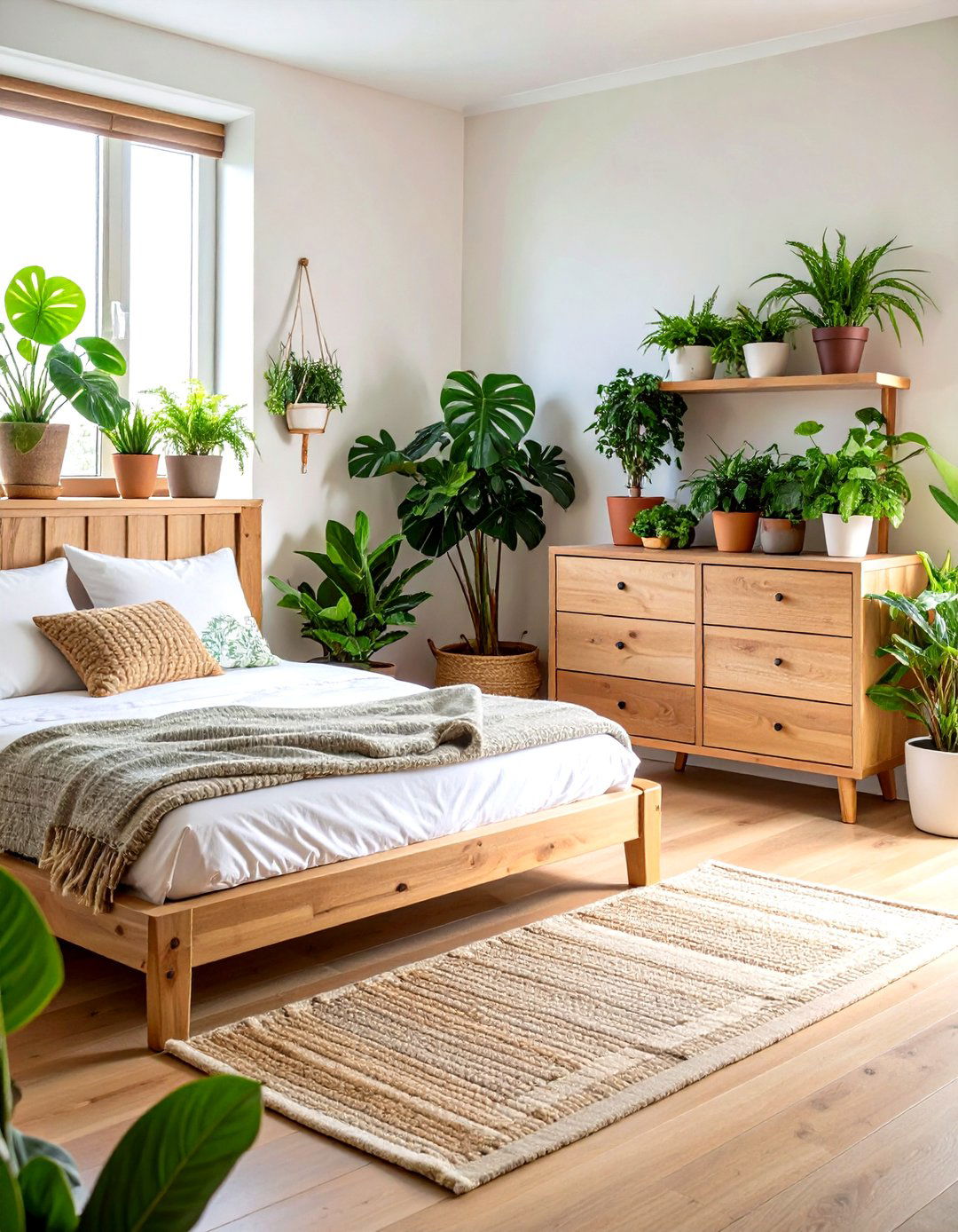 Natural Wood and Green Plant Oasis - 24 Dresser Decor Ideas