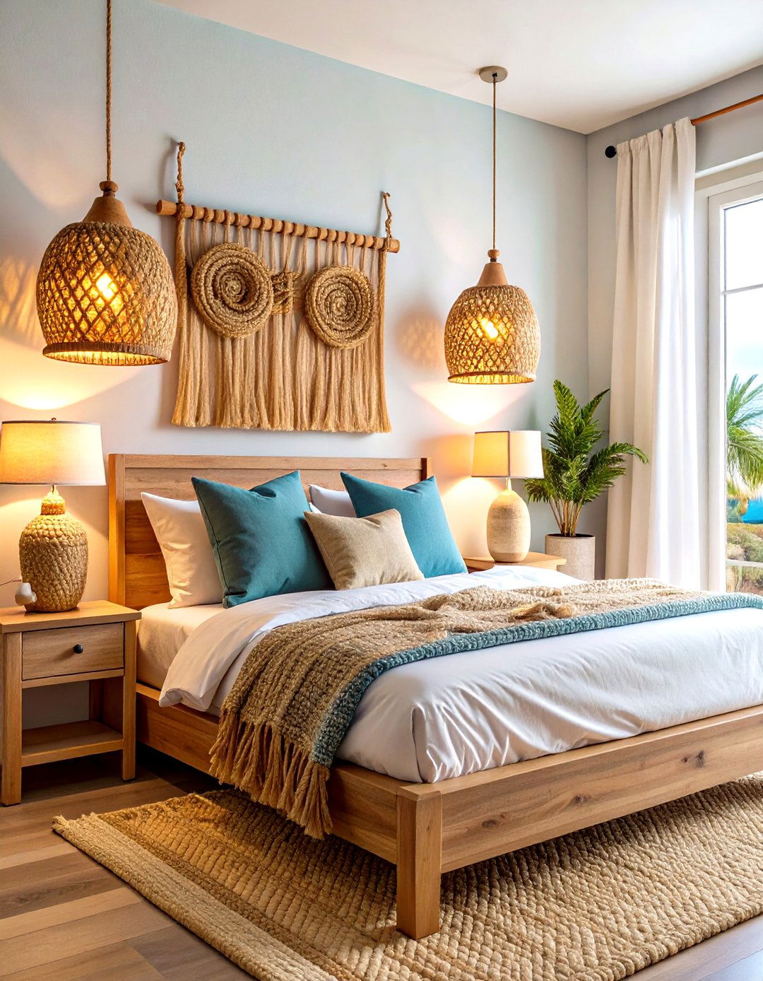 Natural Wood and Rope Accents - 24 Bedroom Wall Sconce Ideas