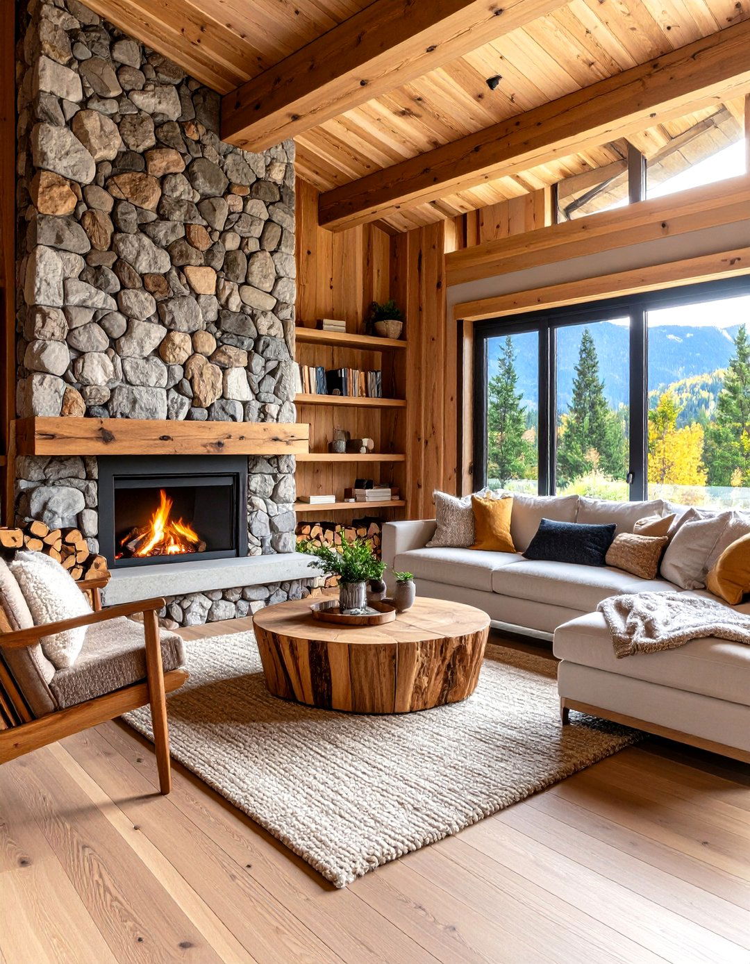 Natural Wood and Stone Snug - 24 Snug Room Ideas