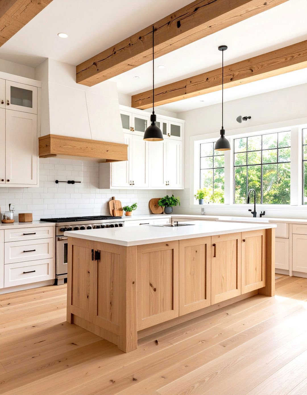 Natural Wood and White Harmony - 24 Kitchen With White Appliances Ideas