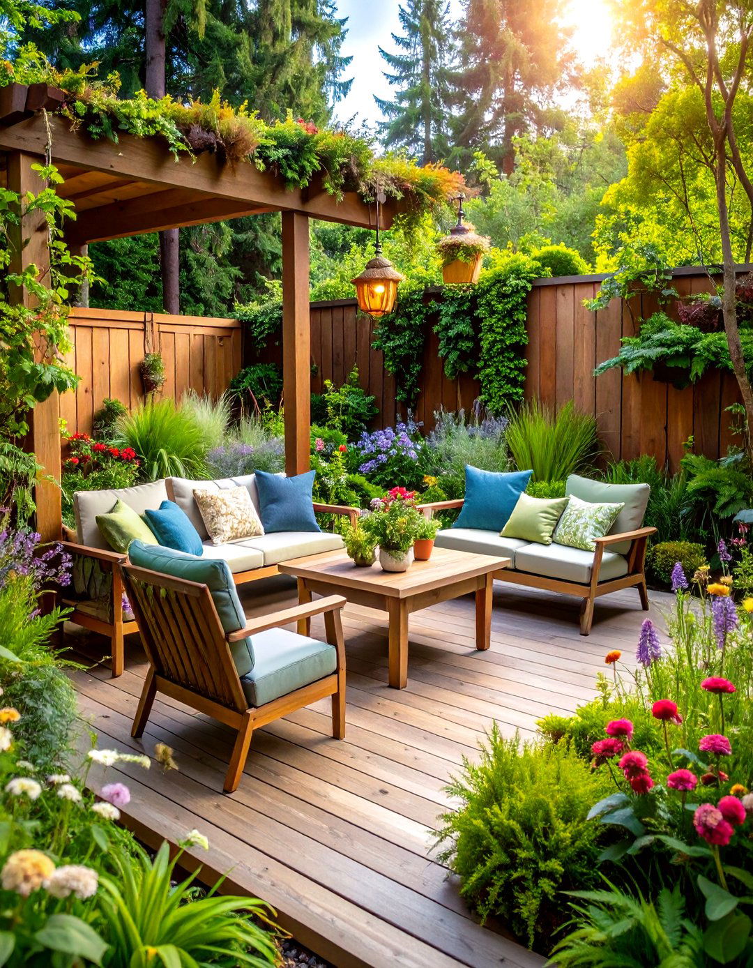 Naturalistic Woodland Theme Garden - 24 Deck Decorating Ideas With Plant