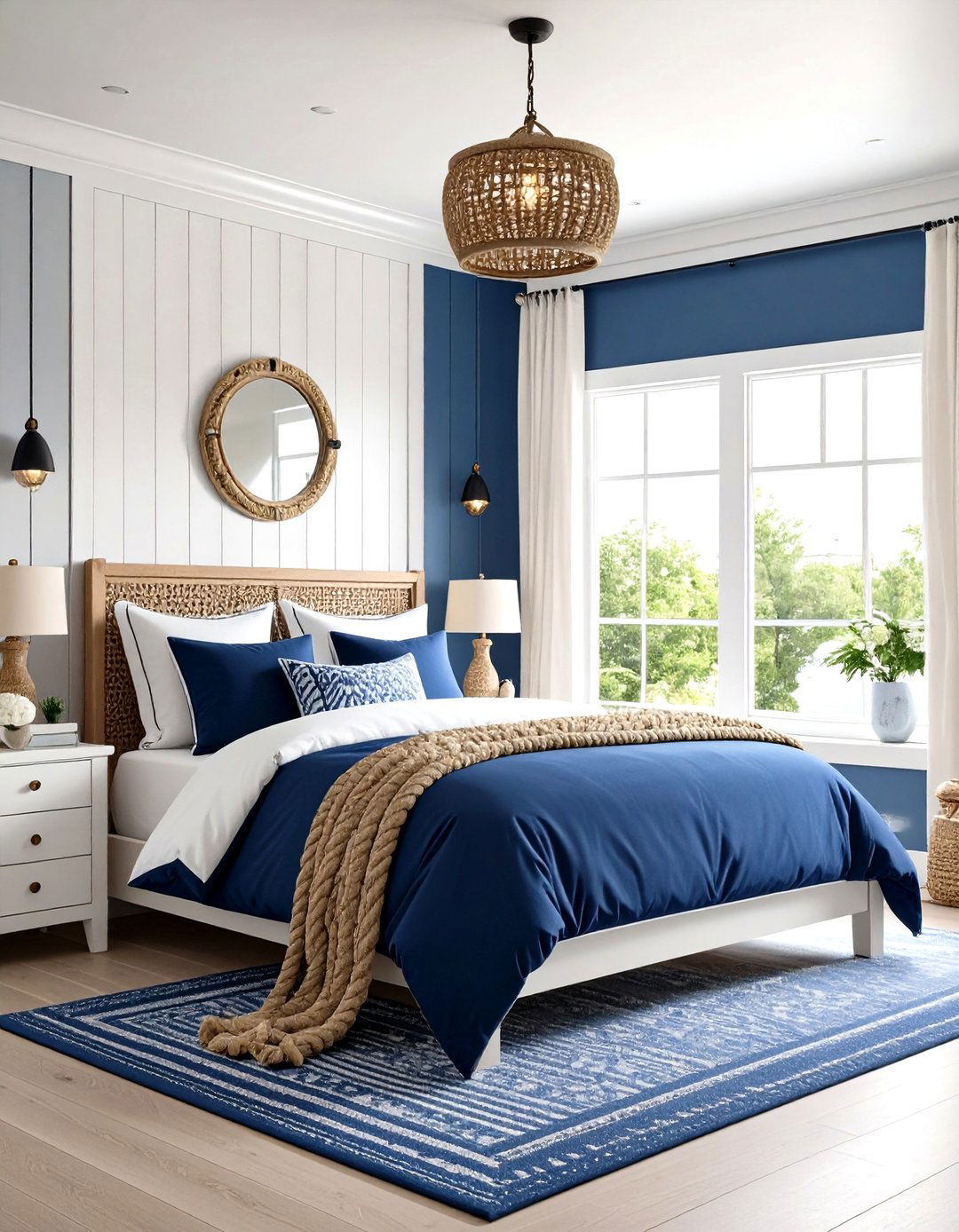 Nautical Inspired Bed Nook with Rope Details - 24 Bed Nook Ideas