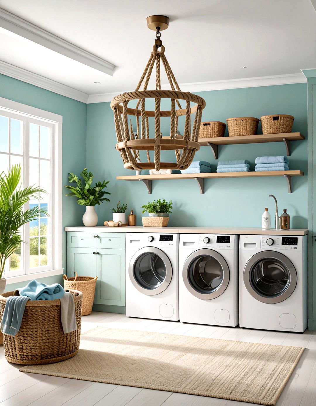 Nautical Rope and Pulley Lighting - 24 Laundry Room Lighting Ideas